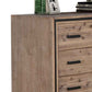 Tallboy with 5 Storage Drawers Solid Acacia Wooden Frame in Silver Brush Colour