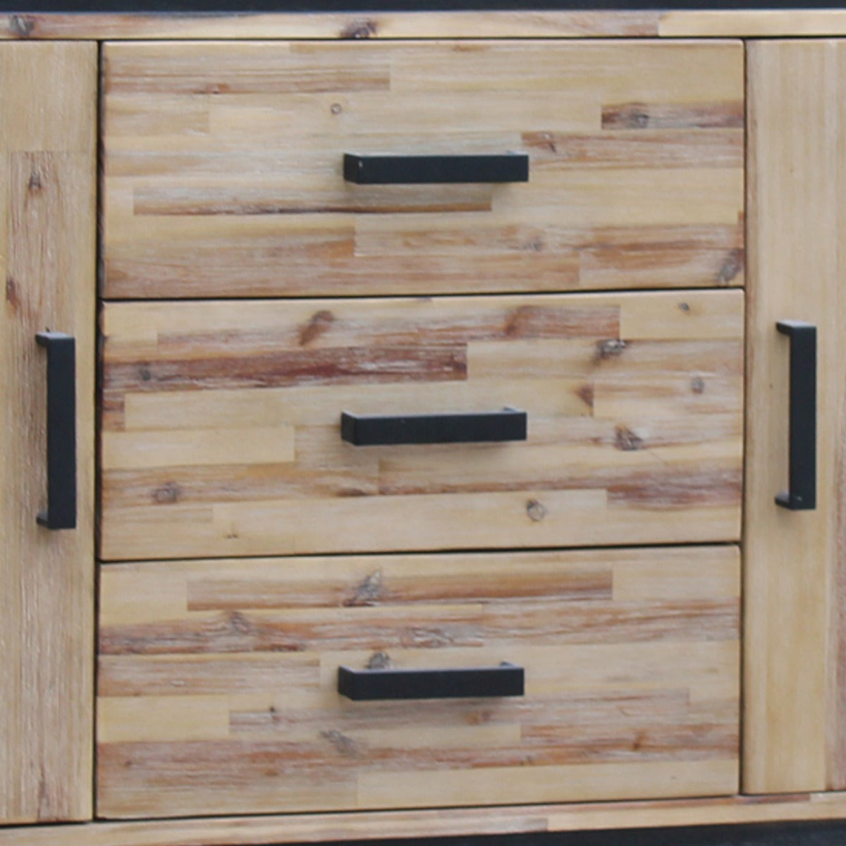 Buffet Sideboard in Silver Brush Colour with Solid Acacia & Veneer Wooden Frame Storage Cabinet with Drawers