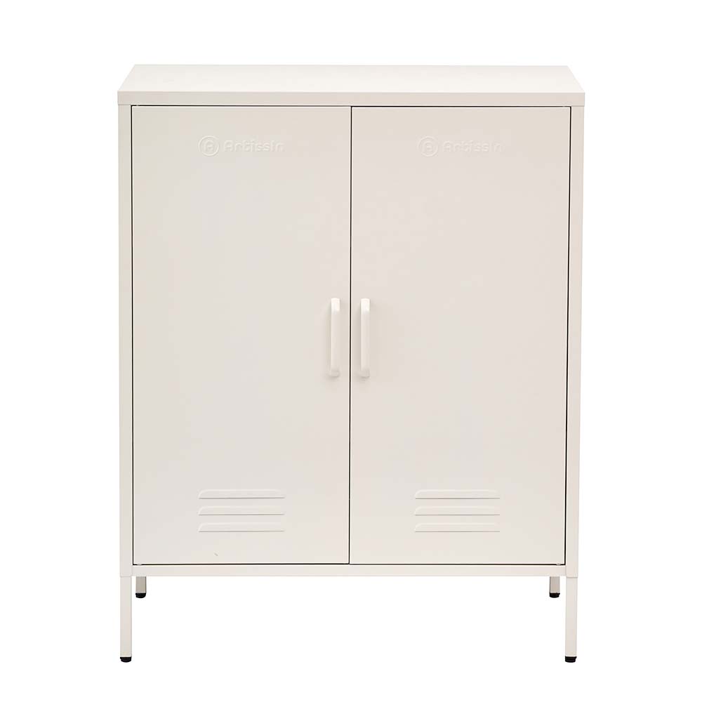 ArtissIn Sweetheart Metal Locker Storage Shelf Shoe Cabinet Buffet Sideboard White