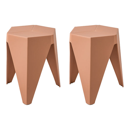 ArtissIn Set of 2 Puzzle Stool Plastic Stacking Bar Stools Dining Chairs Kitchen Pink