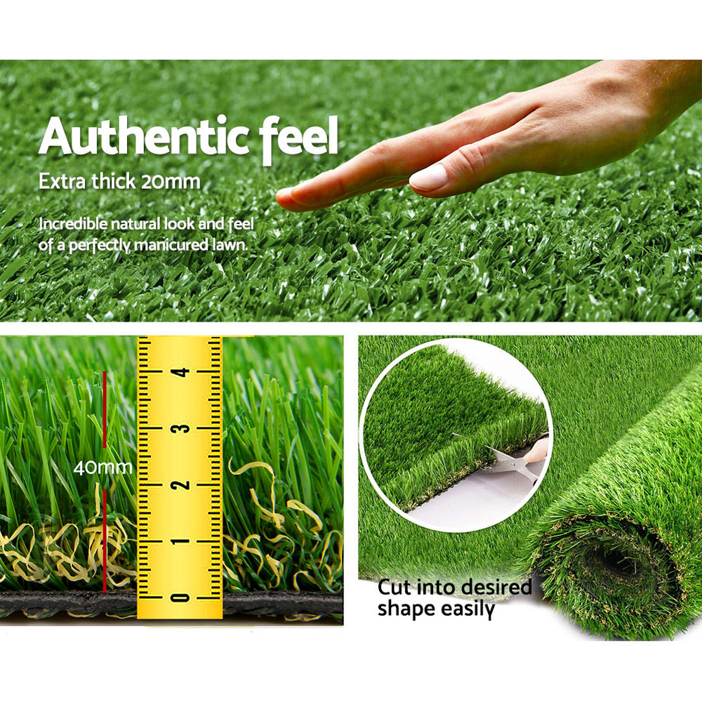 Primeturf Artificial Grass 40mm 2mx5m 10sqm Synthetic Fake Turf Plants Plastic Lawn 4-coloured