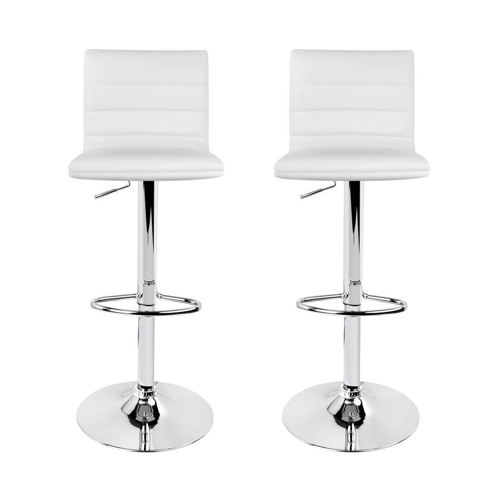 Artiss Set of 2 PU Leather Bar Stools Padded Line Style - White