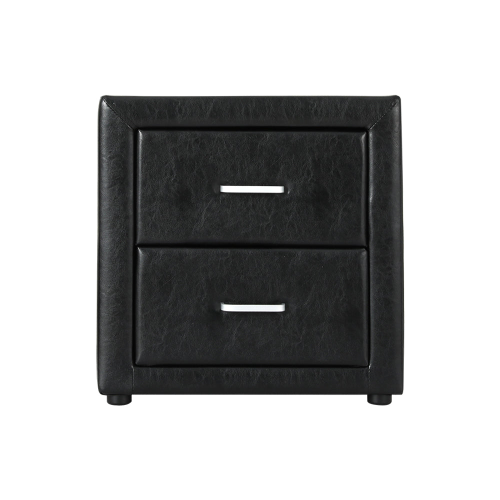 Artiss PVC Leather Bedside Table - Black