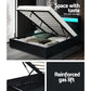 LED Bed Frame PU Leather Gas Lift Storage - Black Double