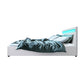 LED Bed Frame PU Leather Gas Lift Storage - White Double