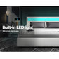 LED Bed Frame PU Leather Gas Lift Storage - White Double