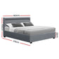 LED Bed Frame Fabric Gas Lift Storage - Grey Queen