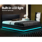 Lumi LED Bed Frame PU Leather Gas Lift Storage - Black Double