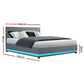 Lumi LED Bed Frame Fabric Gas Lift Storage - Grey Queen