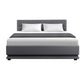 Lumi LED Bed Frame Fabric Gas Lift Storage - Grey Queen