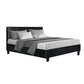 Bed Frame Double Size Base Mattress Platform Leather Wooden Black NEO