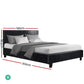 Bed Frame Double Size Base Mattress Platform Leather Wooden Black NEO