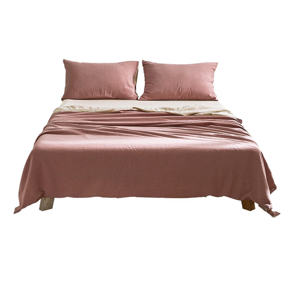 Cosy Club Sheet Set Cotton Sheets King Vanilla Rhubarb