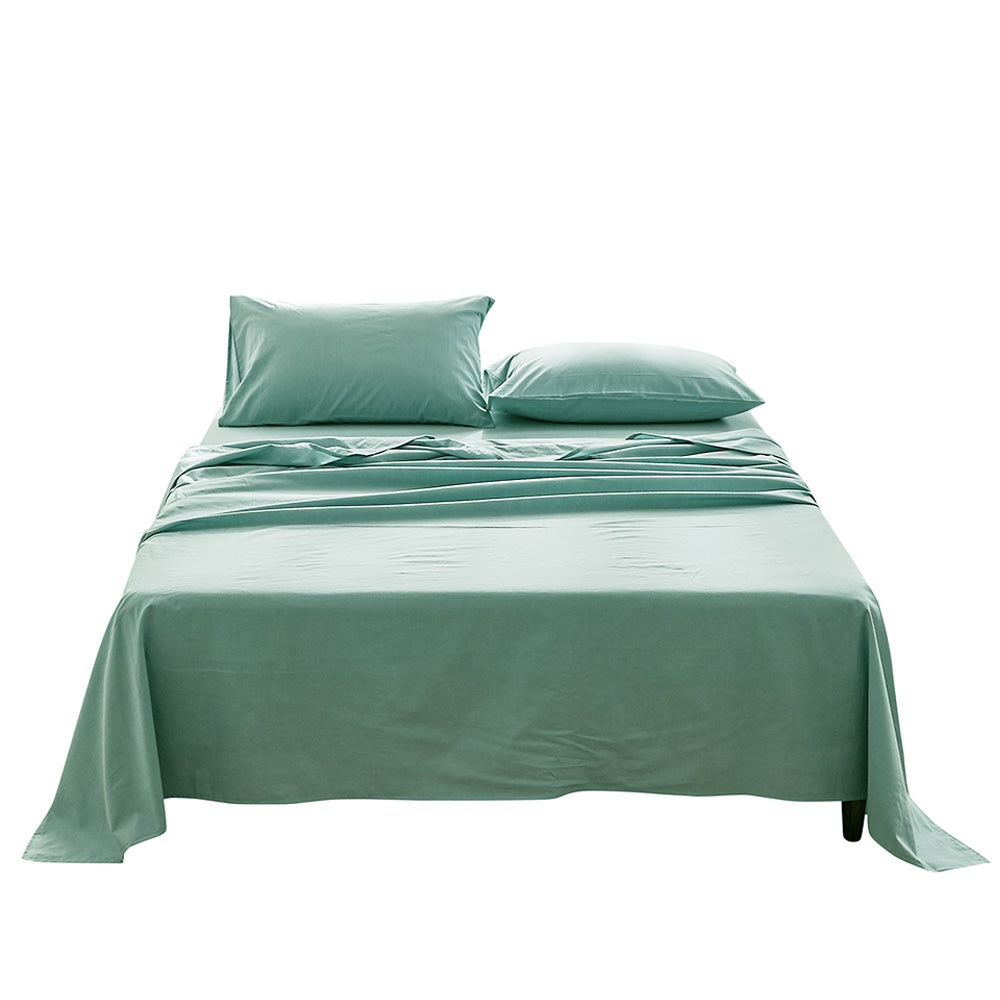 Cosy Club Washed Cotton Sheet Set Single Green