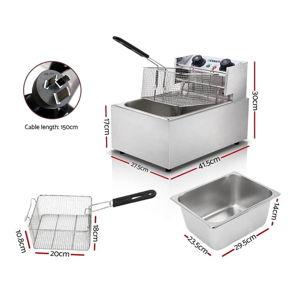 Commercial Electric Single Deep Fryer - Silver