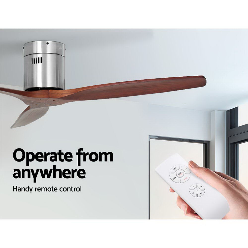 Devanti 52'' Ceiling Fan With Remote Control Fans 3 Wooden Blades Timer