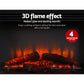 Devanti 2000W Electric Fireplace Mantle Portable Fire Log Wood Heater 3D Flame Effect Black