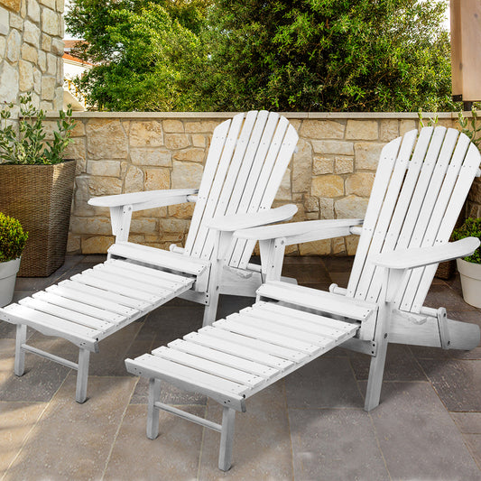 Gardeon Set of 2 Outdoor Sun Lounge Chairs Patio Furniture Lounger Beach Chair Adirondack