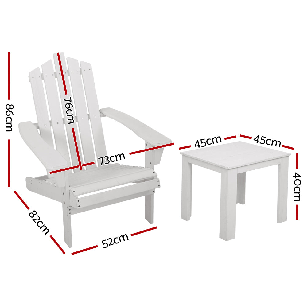 Gardeon Outdoor Sun Lounge Beach Chairs Table Setting Wooden Adirondack Patio Chair Lounges