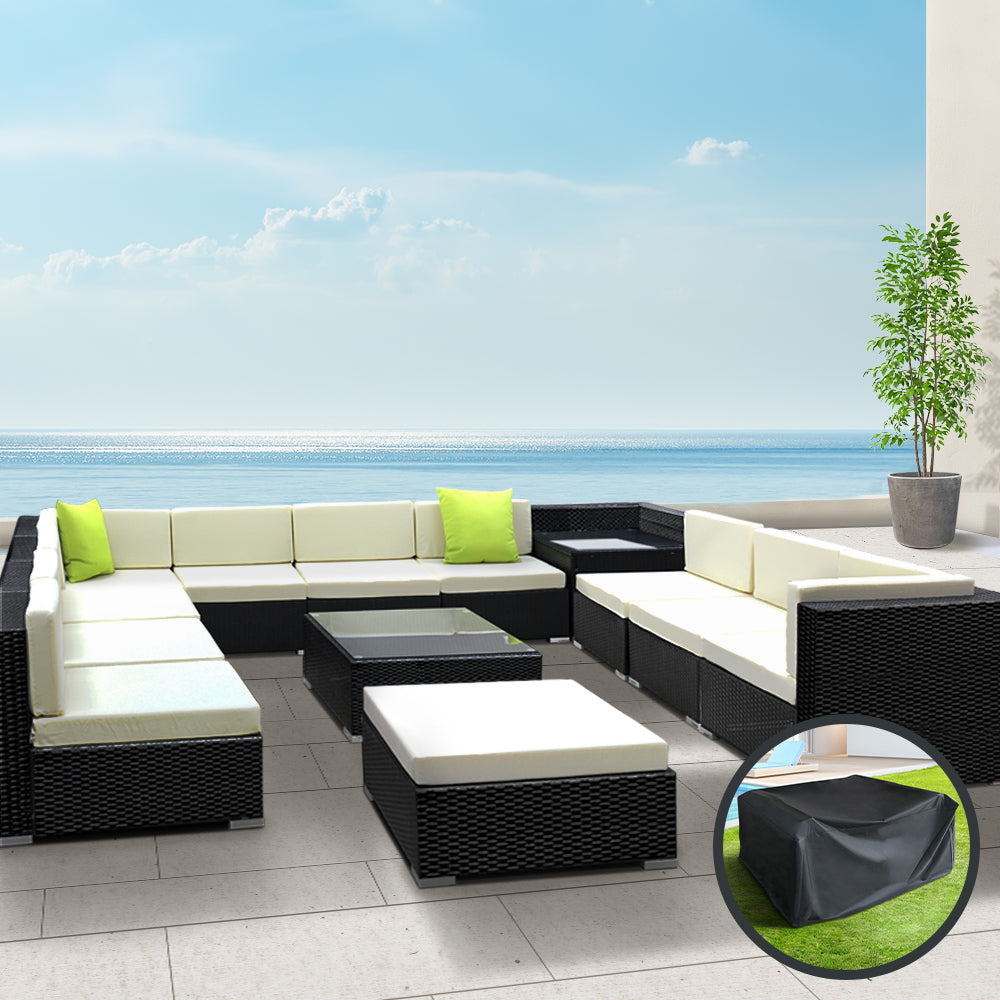 Gardeon 13PC Sofa Set with Storage Cover Outdoor Furniture Wicker