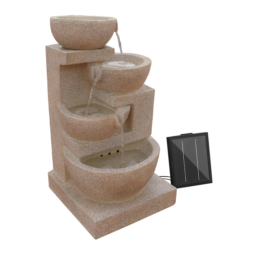 Gardeon  4 Tier Solar Powered Water Fountain with Light - Sand Beige