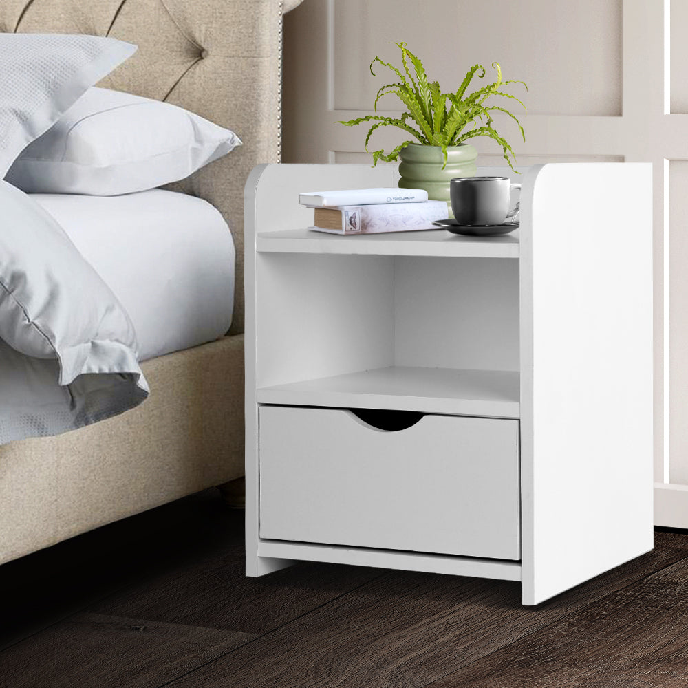 Artiss Bedside Table Drawer - White