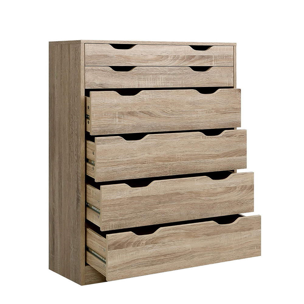 6 Chest of Drawers Tallboy Dresser Table Storage Cabinet Oak Bedroom