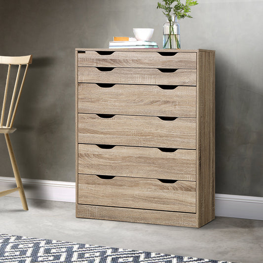 6 Chest of Drawers Tallboy Dresser Table Storage Cabinet Oak Bedroom