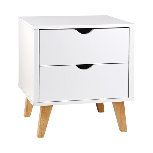 Artiss 2 Drawer Wooden Bedside Tables - White