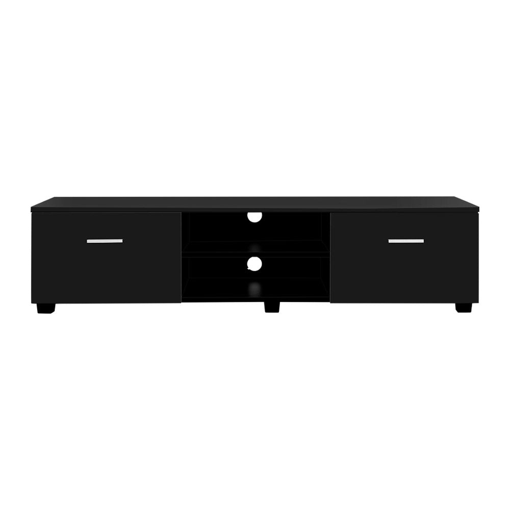 140cm High Gloss TV Cabinet Stand Entertainment Unit Storage Shelf Black