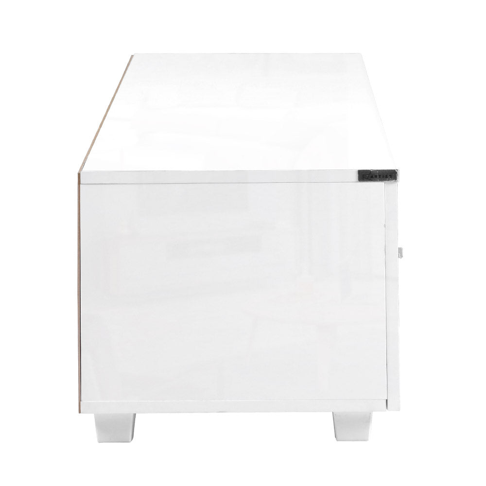 TV Cabinet Entertainment Unit Stand High Gloss Furniture Storage Drawers 140cm White