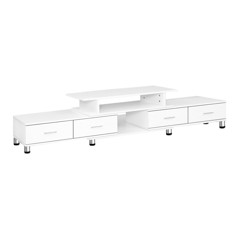 TV Cabinet Entertainment Unit Stand Wooden 160CM To 220CM Lowline Storage Drawers White