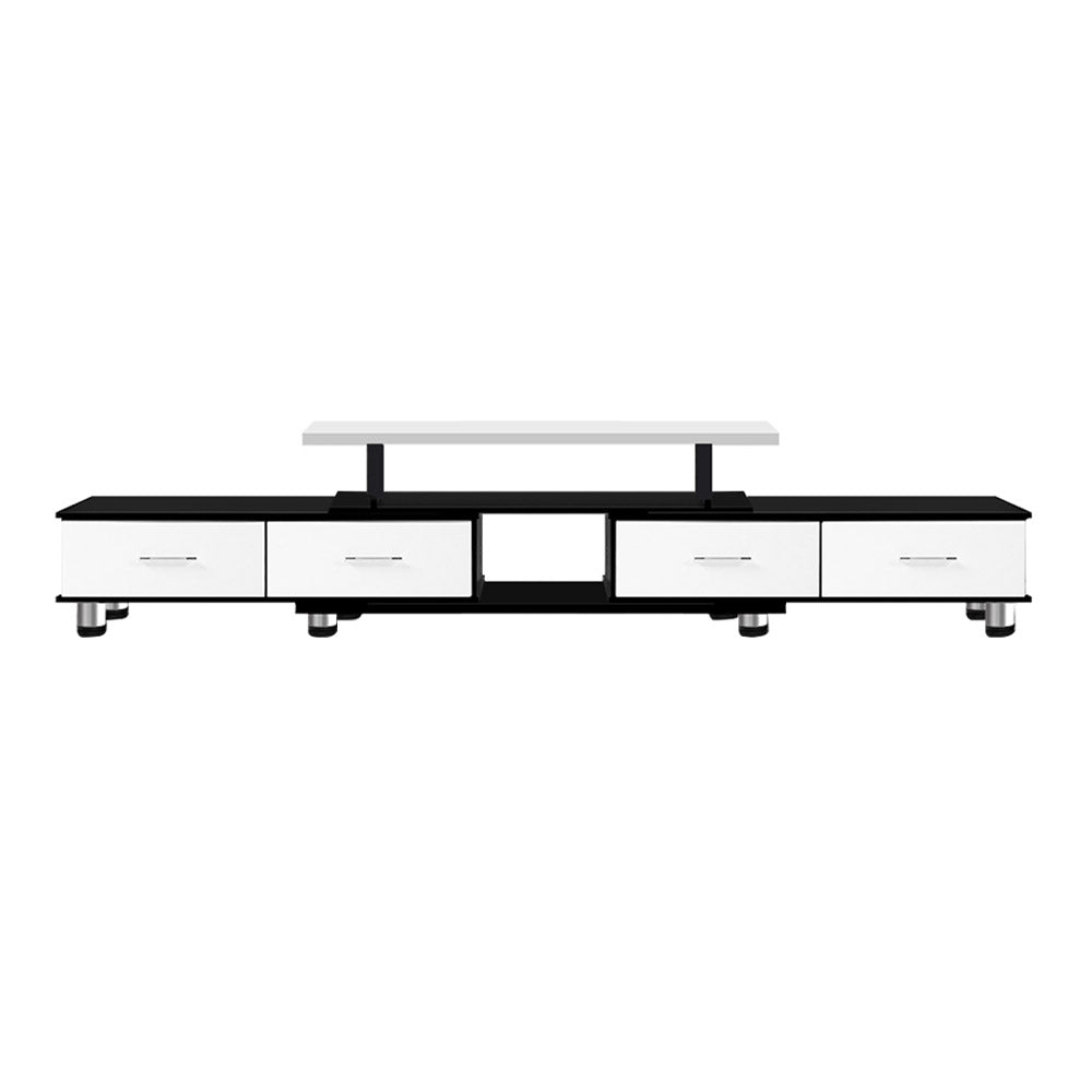 TV Cabinet Entertainment Unit Stand Wooden 160CM To 220CM Storage Drawers Black White