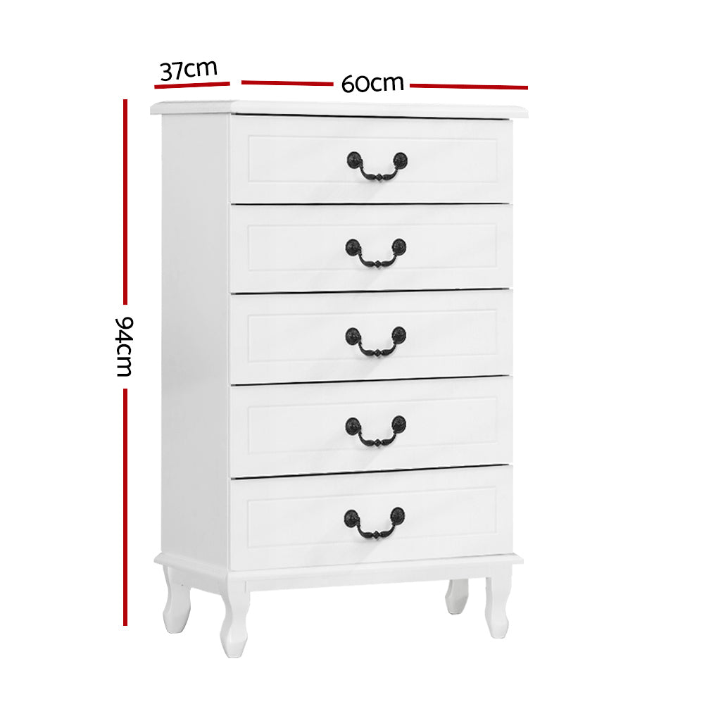 5 Chest of Drawers Tallboy Dresser Table Bedside Storage Cabinet Bedroom