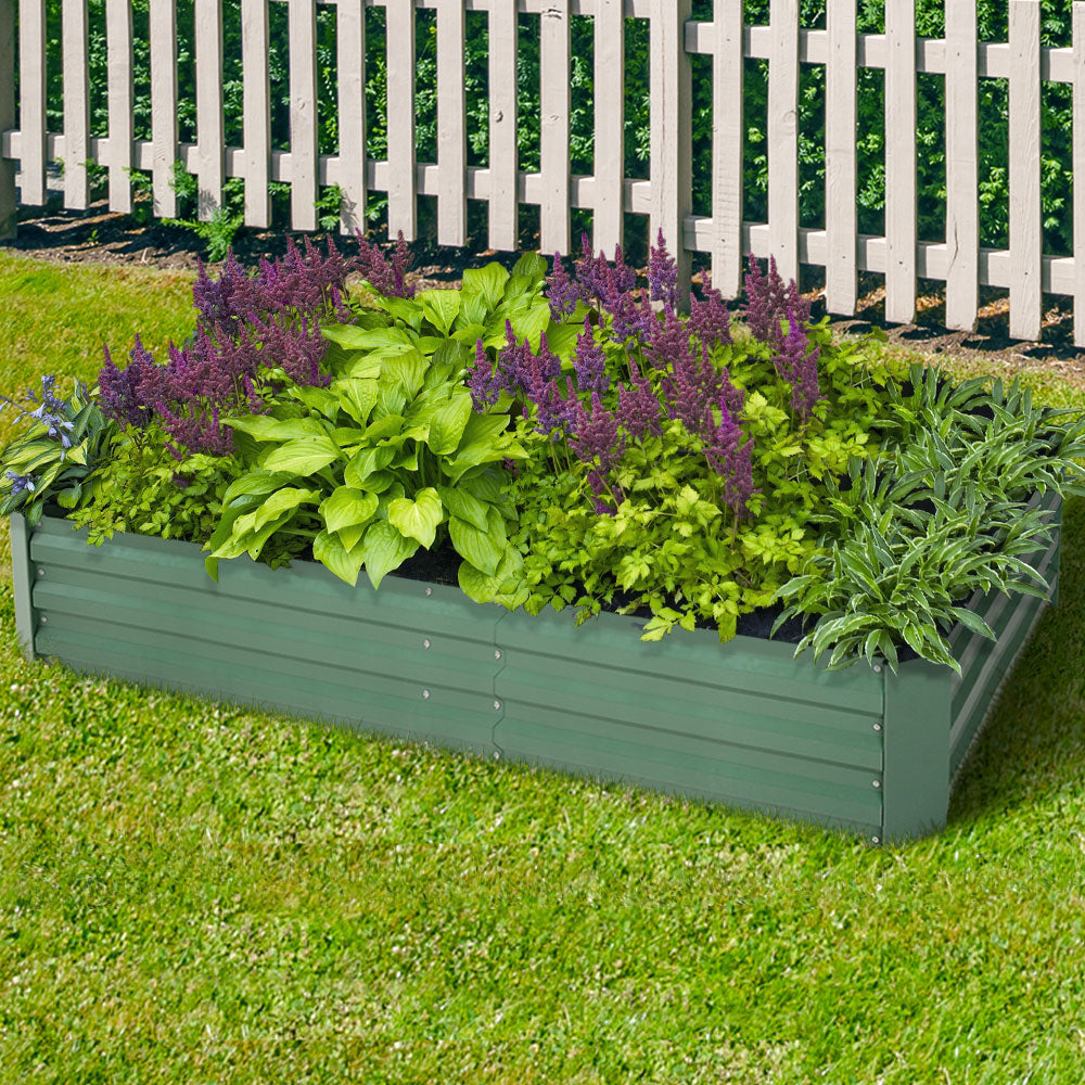 Greenfingers Garden Bed 150cm x 90cm 2x Galvanised Steel Raised Green Planter