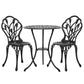 Gardeon 3PC Outdoor Setting Cast Aluminium Bistro Table Chair Patio Black