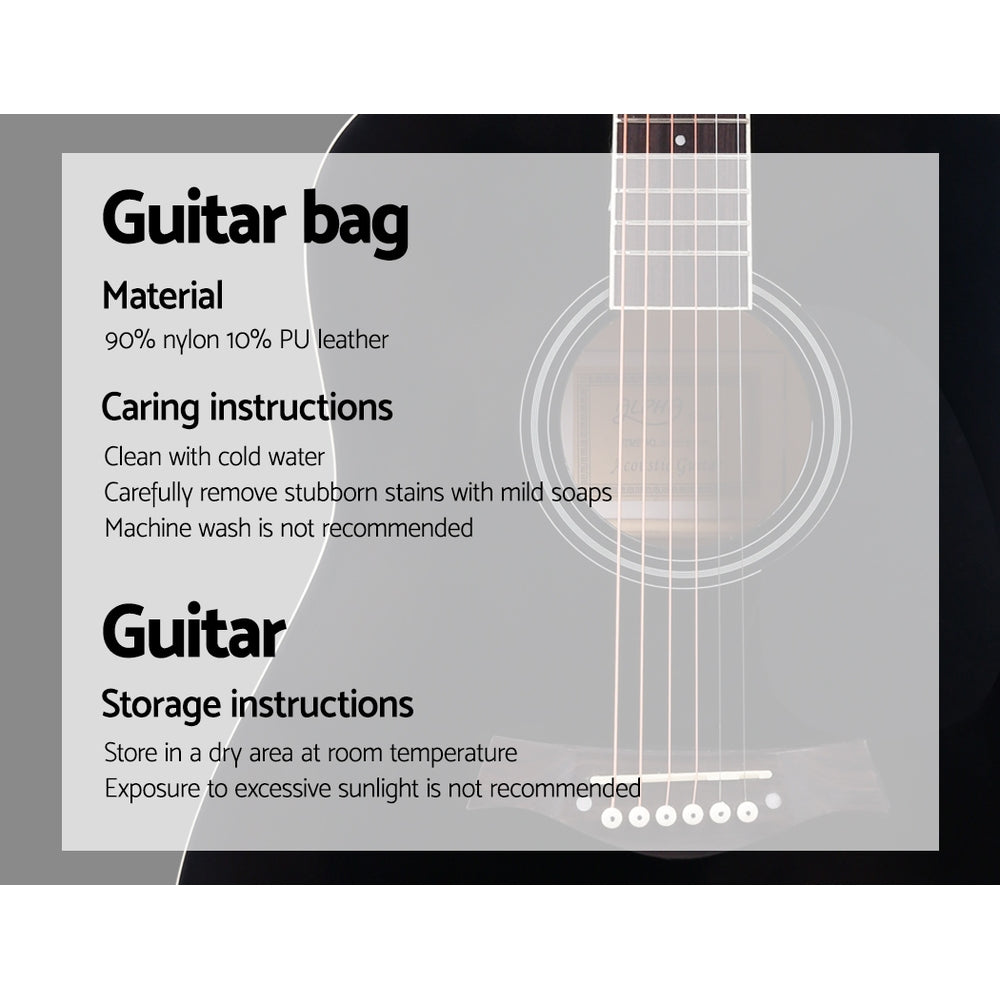 ALPHA 41 Inch Wooden Acoustic Guitar with Accessories set Black