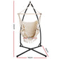 Gardeon Outdoor Hammock Chair with Steel Stand Tassel Hanging Rope Hammock Cream