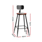 Set of 2 Artiss Bar Stools Pinewood Metal - Black and Wood