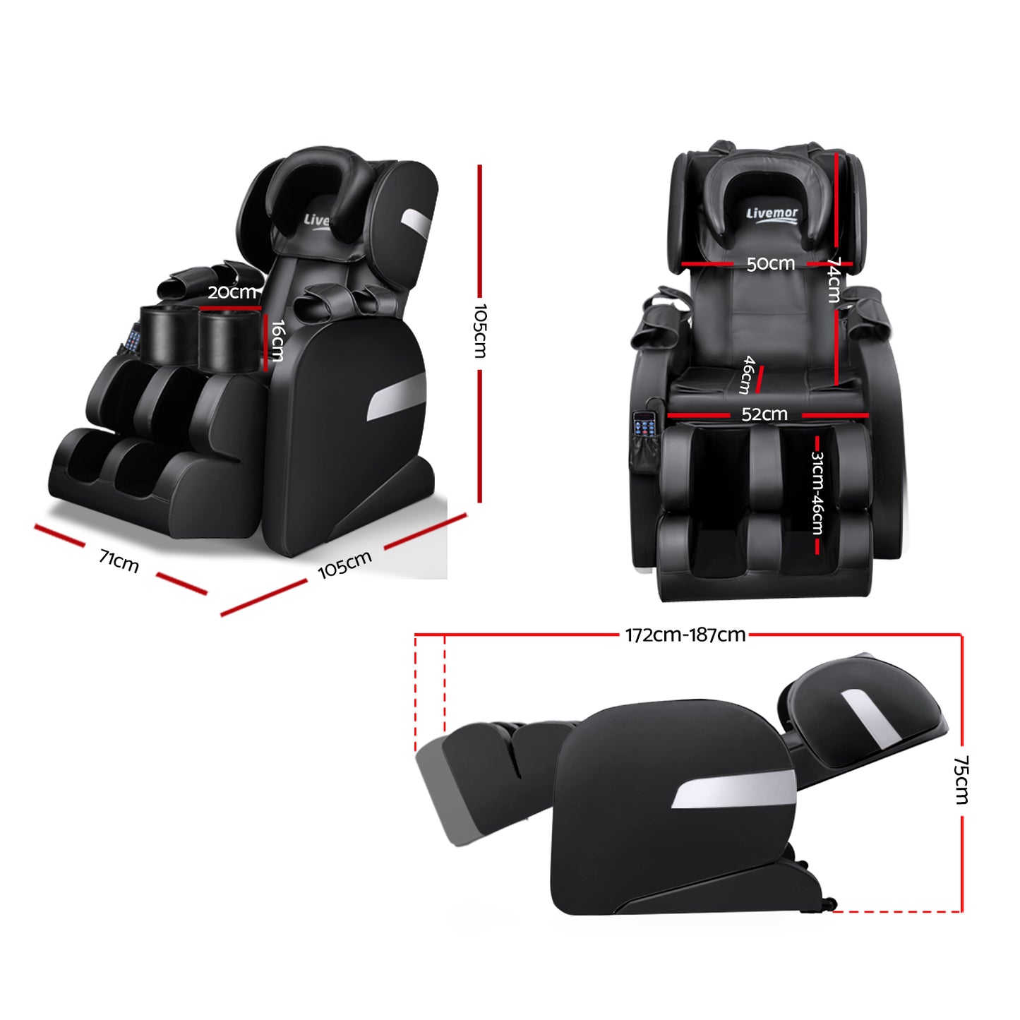 Livemor Electric Massage Chair - Black