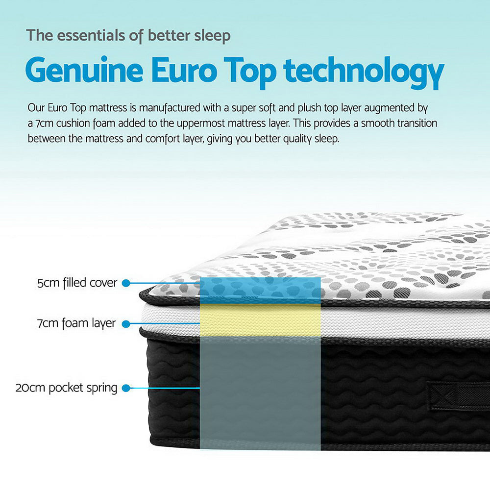 Como Euro Top Pocket Spring Mattress 32cm Thick King