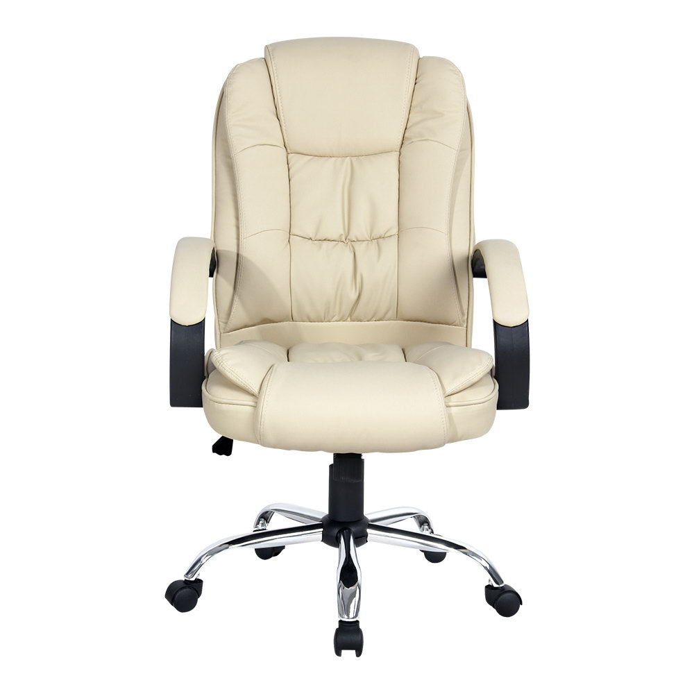 Artiss Office Chair Gaming Computer Chairs Executive PU Leather Seat Beige