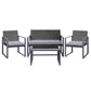 Gardeon 4PC Outdoor Furniture Patio Table Chair Black