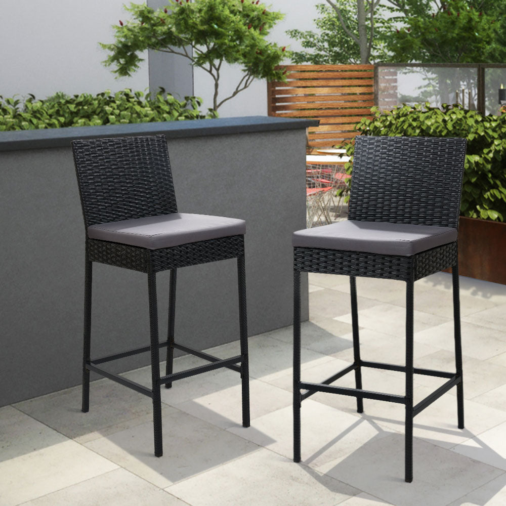 Gardeon Set of 2 Outdoor Bar Stools Dining Chairs Wicker Furniture