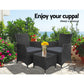 Gardeon 3 Piece Wicker Outdoor Furniture Set - Black