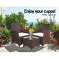 Gardeon 3 Piece Wicker Outdoor Furniture Set - Brown