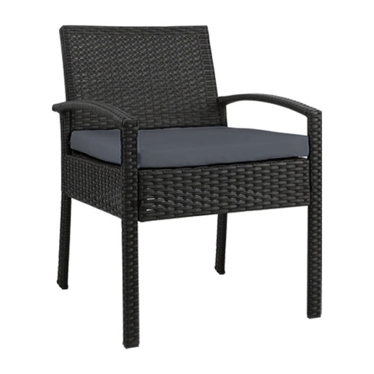 Gardeon Outdoor Furniture Bistro Wicker Chair Black