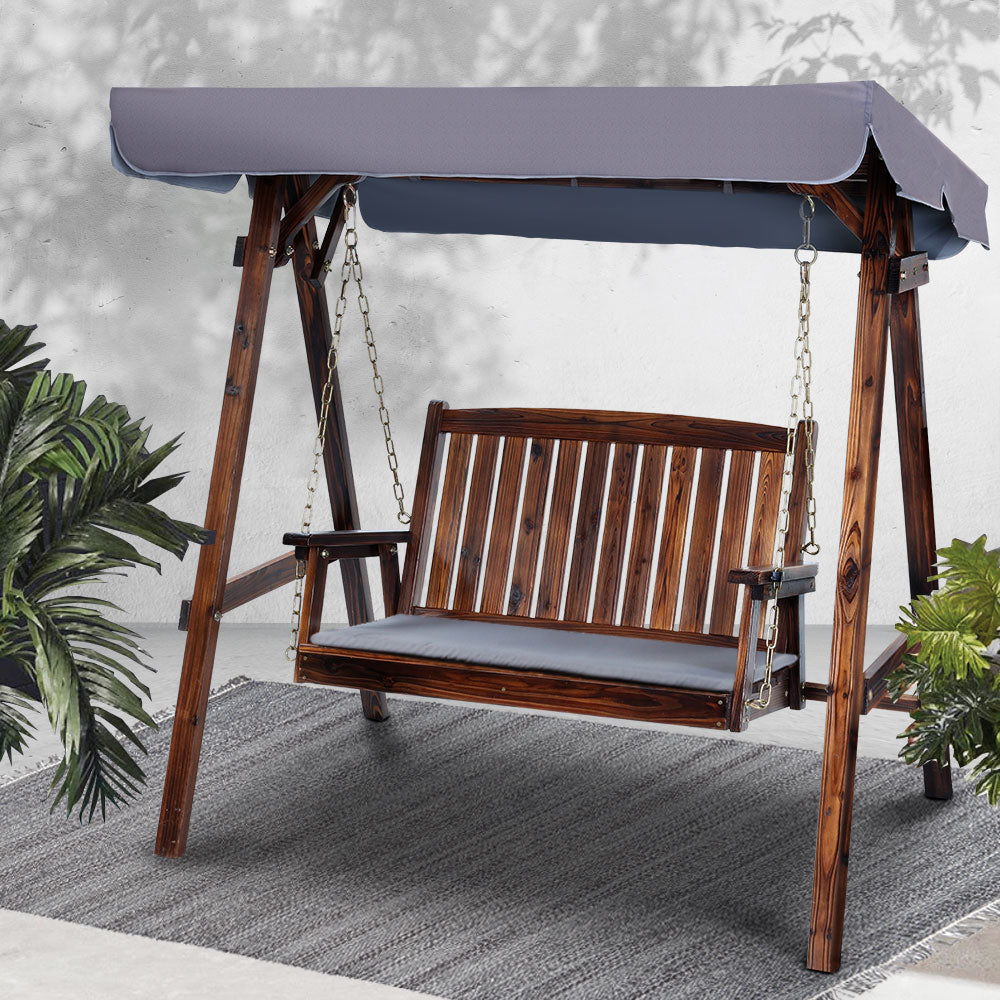 Gardeon Swing Chair Wooden Garden Bench Canopy 2 Seater Outdoor Furniture