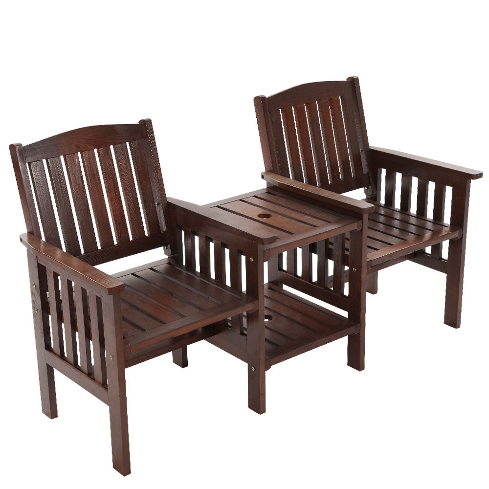 Garden Bench Chair Table Loveseat Wooden Outdoor Furniture Patio Park Charcoal Brown