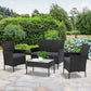 Gardeon 4-piece Outdoor Lounge Setting Wicker Patio Furniture Dining Set Black